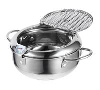 EPIGEIST Japanese Style Nonstick Stainless Steel Tempura Fryer Pot Small Deep Frying Pan with Drainer for Home Cooking