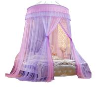 EPIGEIST Large Dome Bed Canopy Mosquito Netting with Lace Trim for Bedroom Pink and Purple Soft Polyester Fiber Mesh Tent to Protect Against Insects and Add Elegant Princess Style