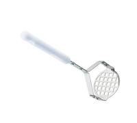 EPIGEIST Manual Stainless Steel Potato Masher 2 Pieces with White Handle Hanging Design Handheld Potato Crusher for Home Kitchen