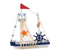 EPIGEIST Mediterranean Style Wooden Sailboat Model Nautical Home Decor for Living Room Office Bedroom Decorative Boat Figurine Vivid Colors and Unique Design
