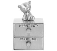 EPIGEIST Metal First Tooth and Curl Keepsake Box for Baby Boys and Girls, Small Deciduous Tooth Storage Container with Drawer Design, Vintage Tin Finish for Baby Memory Collection