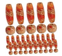 EPIGEIST Mixed Color Wooden Beads for Jewelry Making and Diy Crafts, Round and Rice Shape, 100pcs Printed Wood Spacer Beads for Crafting and Garland Decoration
