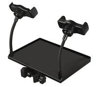 EPIGEIST Multi Purpose Microphone Stand Tray with Clamp and Phone Holder Durable Sound Card Shelf for Stage Live Streaming Office Classroom Easy Mount Mic Rack Tray Organizer