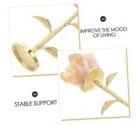 EPIGEIST Natural Citrine Crystal Flower Figurine with Metal Stem Table Decoration Luxury Faux Bloom for Anniversary Office Desk Wedding Centerpiece Positive Energy Ornament