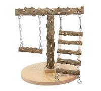 EPIGEIST Natural Wood Parrot Playstand with Base Multi-level Bird Cage Climbing Stairs and Perch Safe Material Bird Cage Gym for Interactive Parrot Training and Entertainment