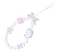 EPIGEIST Pink Heart Bear Beaded Phone Charm Strap Wrist Lanyard Anti-lost Mobile Phone Decoration for Camera and U Disk Outdoor Use