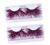 EPIGEIST Pink Plume False Eyelashes 2 Pairs Reusable Deluxe Costume Party Makeup Extension for Women