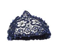 EPIGEIST Plum Blossom Pattern Wide Hairband Slip Decorative Headband for Women Hollow Lace Wedding Hair Accessory Adjustable Mesh Pearl Bride Headdress for Parties and Special Occasions