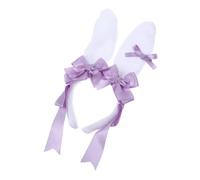 EPIGEIST Plush Bunny Ear Headband with Bow Soft Lightweight Rabbit Ear Hair Hoop for Easter Halloween Party Costume Accessories