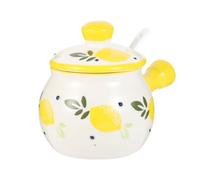 EPIGEIST Portable Ceramic Seasoning Jar with Lid and Spoon Space-Saving Salt and Sugar Container for Kitchen Home BBQ and Restaurant Use Unique Design Condiment Holder