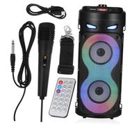 EPIGEIST Portable Speaker with LED Lights and Microphone Wireless Karaoke Pa System with Rich Bass for Outdoor Party Home Beach and Car Use Lightweight and Easy to Carry