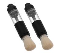 EPIGEIST Pressed Makeup Powder Brush Set 2pcs Portable Reusable Blush Brush with Button-activated Soft Fiber Bristles for On-the-go Touch-ups