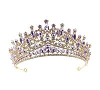 EPIGEIST Purple Rhinestone Bride Crown for Elegant Baroque Wedding Hair Accessory Durable Lightweight Decorative Tiara Headband for Bridal Flower Birthday Parties