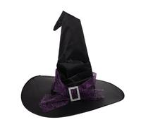 EPIGEIST Purple Ruched Witch Hat with Star Moon Accents Lightweight Spider Web Mesh Women S Halloween Cosplay Costume Accessory for Masquerade Parties Carnivals