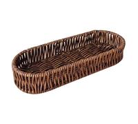 EPIGEIST Rectangular Woven Bread Basket Natural Straw Storage Box for Bread Snacks and Utensils Oval Shape Resistant to Deformation Multipurpose Serving Basket for Home Kitchen and