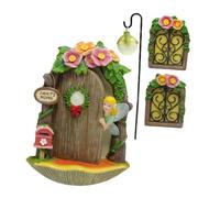 EPIGEIST Resin Fairy Door Miniature Garden Decor Outdoor Fairy House Window Decorations for Tree Stumps Yards Lawn Ornaments with Fine Craftsmanship