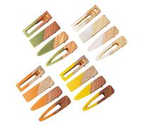 EPIGEIST Retro Acrylic and Wood Hair Clips 4pcs Set, Orange Hollow and Solid Square and Teardrop Bobby Pins, Simple Hair Accessories for Women and Girls Daily Wear