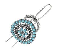 EPIGEIST Retro Turquoise Chinese Style Hair Fork Vintage Floral Hairpin Holder Elegant Hair Decor for Buns Party and Daily Wear Smooth Polished Surface Antique Look for Traditional Outfits