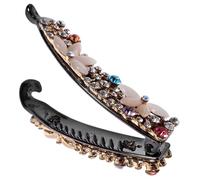 EPIGEIST Rhinestone Banana Hair Clip for Women Lightweight Rounded Edge Hair Catch Clip Ponytail Holder for Thick Fine Stylish Accessory for Parties Weddings Daily Use