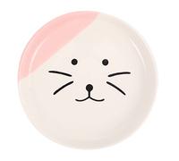 EPIGEIST Shallow Wide Ceramic Cat Food Plate Pink Indoor Pet Feeding Bowl with Neck Support Suitable for Flat-faced and Short-nosed Cats Kitten Feeding Nordic-style Reusable