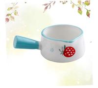EPIGEIST Sky-Blue Milk Pot Mini Sauce Plate with Handle Strawberry Pattern Dipping Sauce Dish for Home Restaurants and Catering Heat-Resistant Condiment Serving Plate
