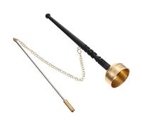 EPIGEIST Small Copper Yin Qing Buddhism Musical Instrument Wooden Handle, Temple Percussion Instrument for Rituals and Prayer, Decorative Delicate Yin Qing for Buddhist Ceremony