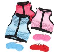 EPIGEIST Small Pet Bunny Vest and Leash Set Breathable Harness for Rabbits Ferrets Guinea Pigs with Leash Comfortable No-burden Design for Walking and Parties Rose Red Light Blue Pink