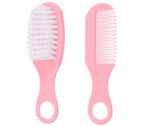 EPIGEIST Soft Hair Brush and Circular Tooth Comb for Newborns Static Massage Grooming Kit in Pink and Gentle Scalp to Promote and Brain Development