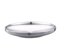 EPIGEIST Stainless Steel Double-Wall Dinner Plate Wire Drawing Finish Heat Insulated Lightweight Dish with Non-Slip Bottom for Food and Fruit Serving