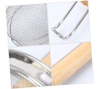 EPIGEIST Stainless Steel Mesh Strainer with Hooks High Temperature Resistant Kitchen Colander for Noodles Dumplings Pasta and Vegetable Blanching Wire Frame Basket for Safe Scooping and