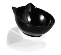 EPIGEIST Tilted Elevated Cat Feeding Bowl Black Single Raised Pet Food Bowl for Cats and Small Dogs, Anti-vomiting Design Suitable for Home and Travel Use