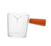 EPIGEIST Transparent Glass Milk Cup with Clear Scale and Comfortable Wooden Handle Food-Grade Safe Measuring Jug for Coffee Home and Party Use Easy to Clean Kitchen Supply