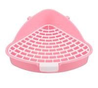 EPIGEIST Triangle Litter Box for Small Pets Bunny Toilet Trainer Pan with Anti-Fall Design Pink Plastic Corner Litter Tray for Rabbit Guinea Pig Hamster Cage