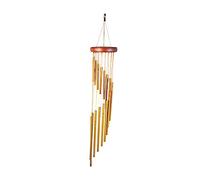 EPIGEIST Tube Frosted Aluminum Wind Chimes with Solid Wood Frame Step by Step Up Hanging Ornaments for Garden and Home Decoration Outdoor Memorial Gift in Gold Tone