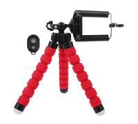 EPIGEIST Universal Selfie Stick Tripod Stand with Wireless Remote Phone Holder for Video Recording and Live Streaming, Extendable Red Selfie Stick Compatible with Smartphones