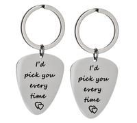 EPIGEIST Valentine'S Day Guitar Keychains 2Pcs Stainless Steel Couple Key Rings Creative Bag Pendant Practical Music Accessories for Couples
