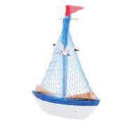 EPIGEIST Vintage Wooden Sailing Boat Model Mediterranean Style Nautical Desk Ornament Elegant Retro Miniature Sailship Decoration for Home Office Wine Cabinet Creative Cake Topper and Multi
