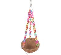 EPIGEIST Wear-resistant Hanging Bird Nest Coconut Shell Parrot Hammock with Smooth Surface Decorative Bird House for Sleeping and Climbing Suitable for Parakeets Cockatiels Random Color