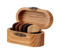 EPIGEIST Wooden Guitar Pick Holder with Bass Guitar Picks and Compact Storage Box Portable for Musicians the Go