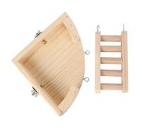 EPIGEIST Wooden Hamster Ladder Platform and Climbing Stand, Natural Crawling Ladder for Hamsters, Small Pet Cage Accessory for Physical Exercise and Play