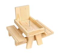 EPIGEIST Wooden Squirrel Feeder Picnic Table Outdoor Animal Nut Eating Rack with Bench for Corn Nuts and Berries Feeding in Backyard