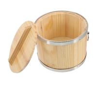 EPIGEIST Wooden Steamed Rice Container with Lid Premium and Bucket for Sushi and Korean Food Storage Kitchen Accessory and Smooth Surface