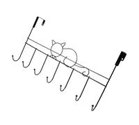 EPIGEIST Wrought Iron Over Door Hanger with Cartoon Cat Design No Nail Coat Organizer Rack Hanging Hook for Towels Hats Scarves and Clothes Storage in Bedroom Bathroom