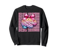 Epilepsy Awareness Brain Girl Coquette Bow Pink Ribbon Sweatshirt