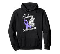 Epilepsy Awareness Butterfly Ribbon Epilepsy Support Pullover Hoodie