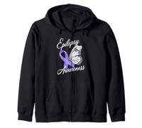 Epilepsy Awareness Butterfly Ribbon Epilepsy Support Zip Hoodie