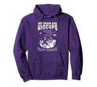 Epilepsy Awareness Dino Trex Brain Has Hiccups Purple Funny Pullover Hoodie