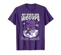 Epilepsy Awareness Dino Trex Brain Has Hiccups Purple Funny T-Shirt