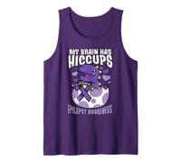 Epilepsy Awareness Dino Trex Brain Has Hiccups Purple Funny Tank Top