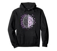 Epilepsy Awareness Floral Brain Purple Ribbon Warrior Women Pullover Hoodie